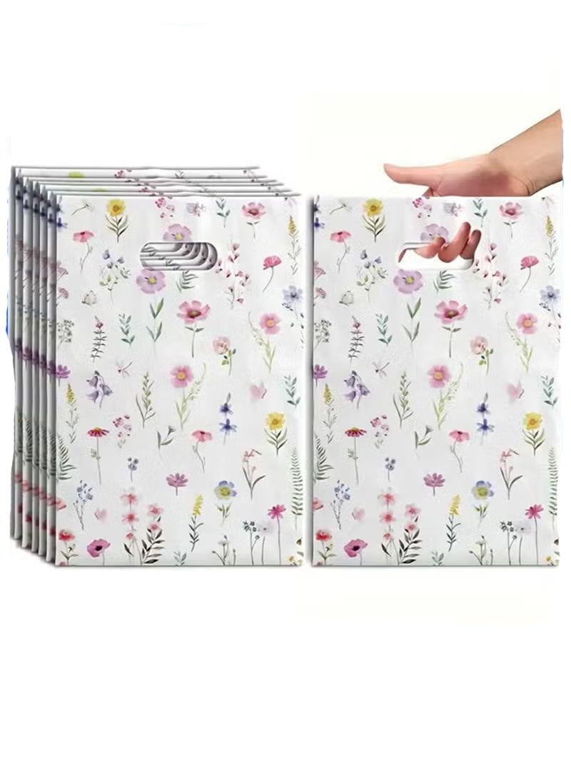 100 قطعة من أكياس الهدايا ذات الطابع الكلاسيكي (فينتاج) المزينة بزهور، أكياس تغليف هدايا وتعبئة للأزهار مع مقابض، مصنوعة من البلاستيك، مناسبة لتعبئة الحلويات والهدايا الصغيرة والوجبات الخفيفة. تُستخدم غالبًا في: حفلات الزفاف، استقبال المواليد (بيبي شاور)، أعياد الميلاد، ومناسبات التوزيعات والحفلات. 16 سم*25 سم - Image 1